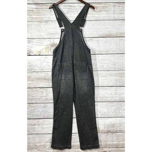 Universal Thread Black Denim Overalls Women’s Size 0/25R Straight Leg Jeans - Picture 2 of 10